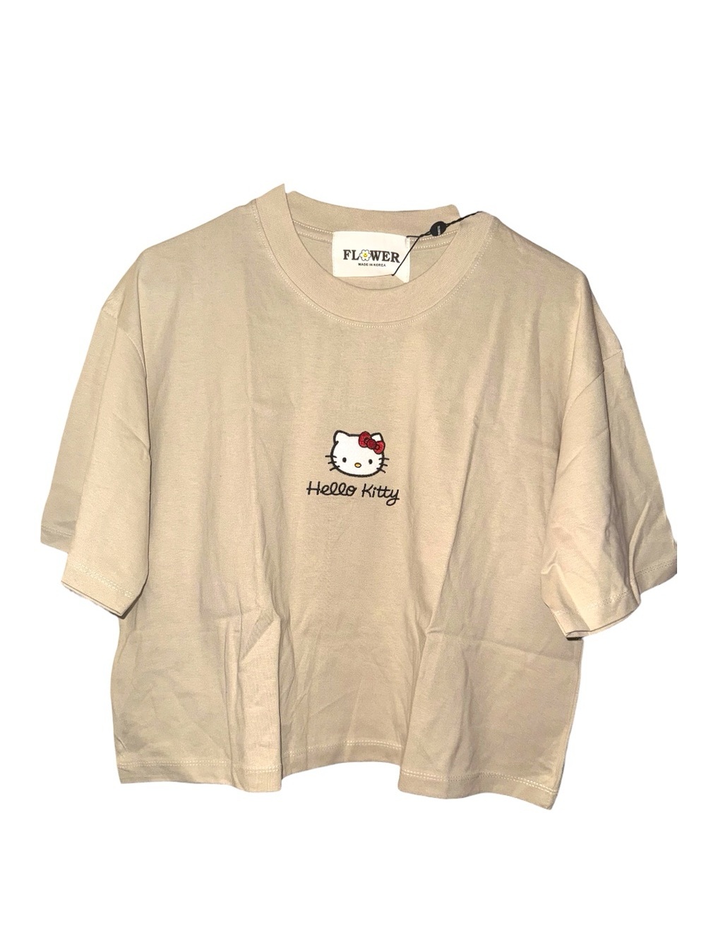 FLOW Hello Kitty Beige Cropped Tee
